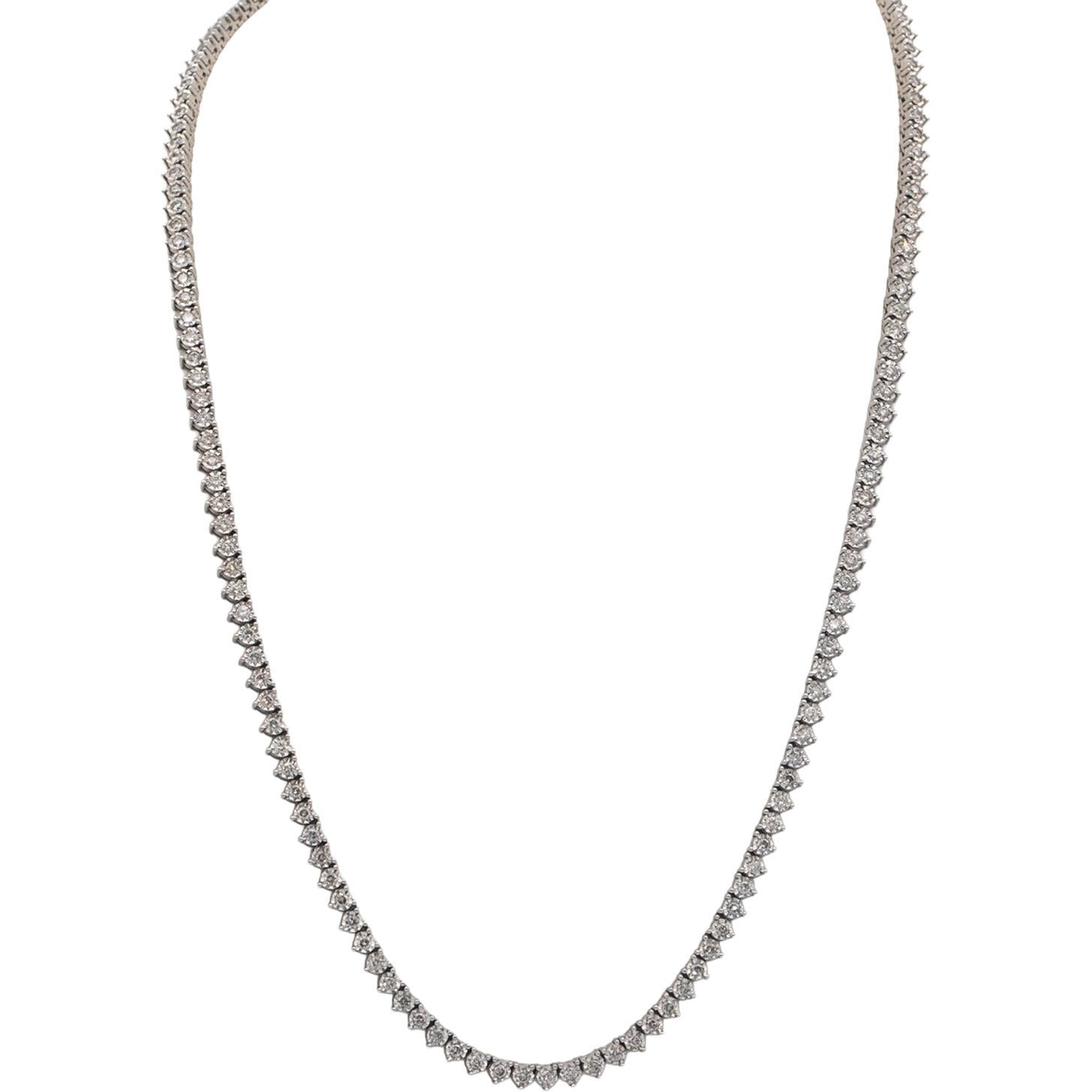 10k White Gold Round Diamond Tennis Necklace 20.5" Long 3.0CT