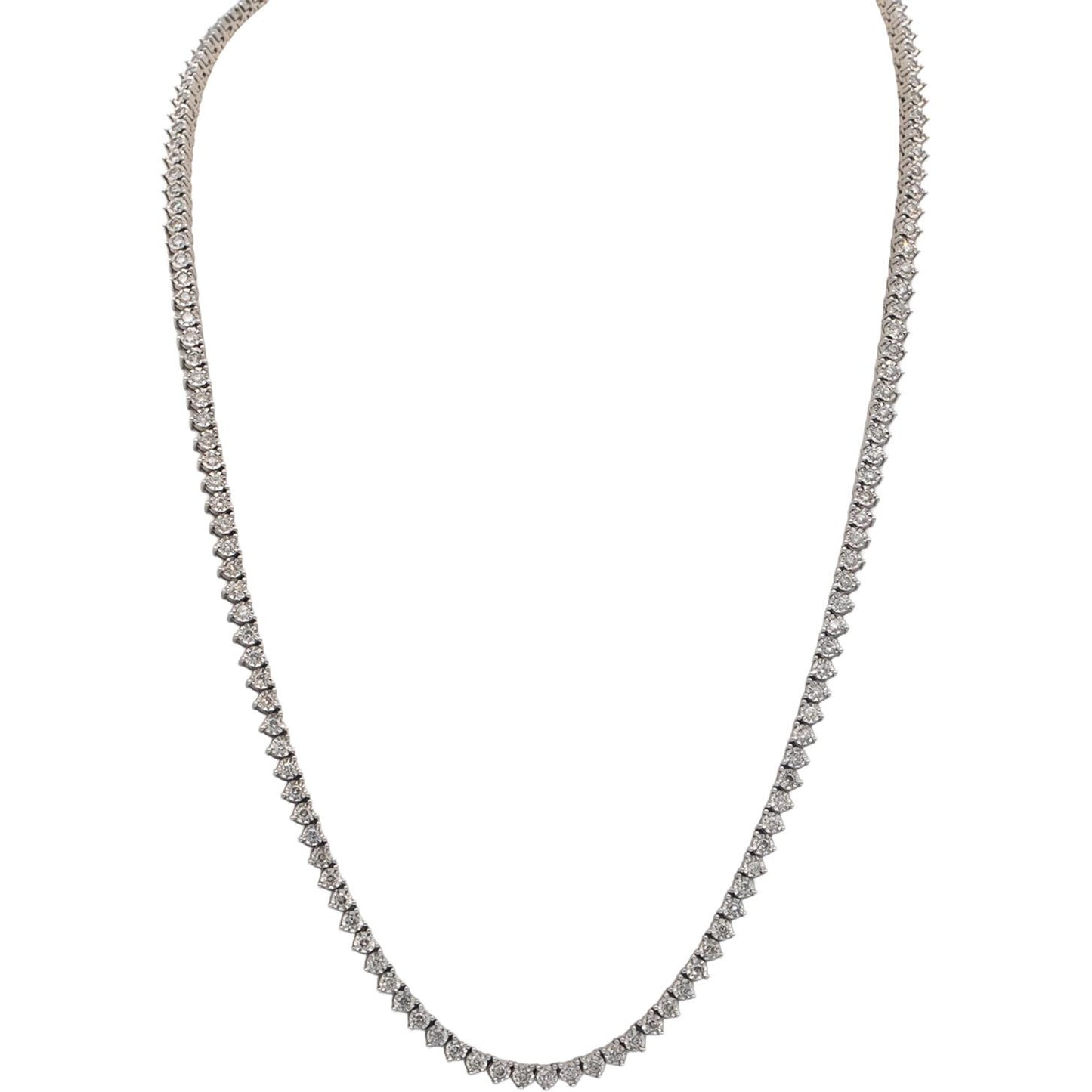 10k White Gold Round Cut Diamond Tennis Necklace 20.5" Long 3.0CT