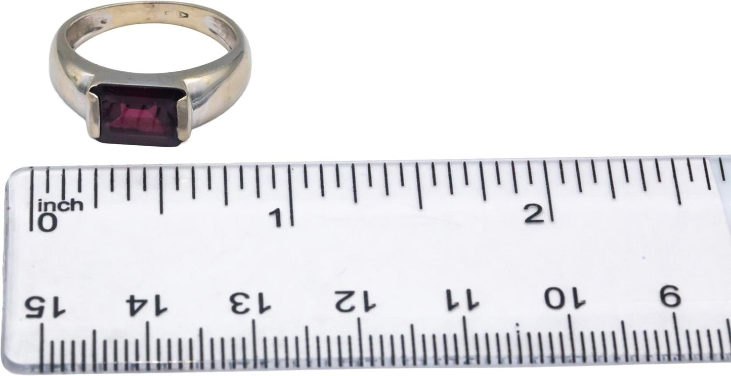 14k White Gold Jewelry Synthetic Red Gemstone Solitaire Ring Size 6