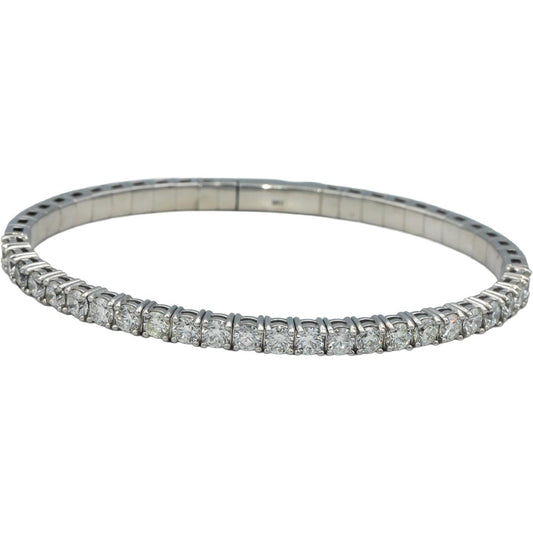 14k White Gold 5.05CT VS Round Cut Diamond Flexible Bangle Bracelet