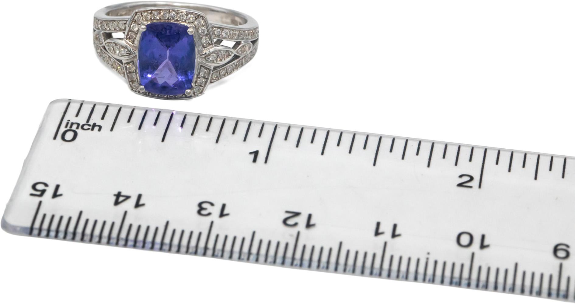 14k White Gold Jewelry 2.50CT VS Diamond and Tanzanite Ring Size 7