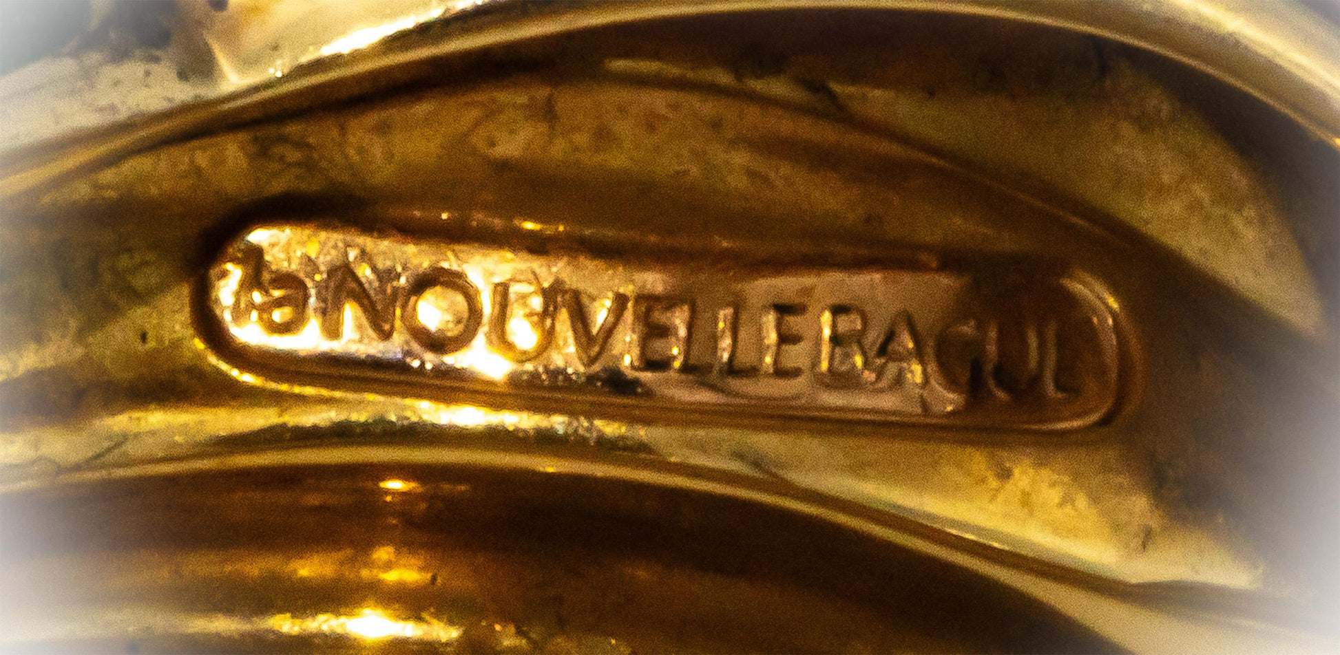 LA NOUVELLE BAGUE 18k Yellow Gold Enamel Band Ring Size 8.25