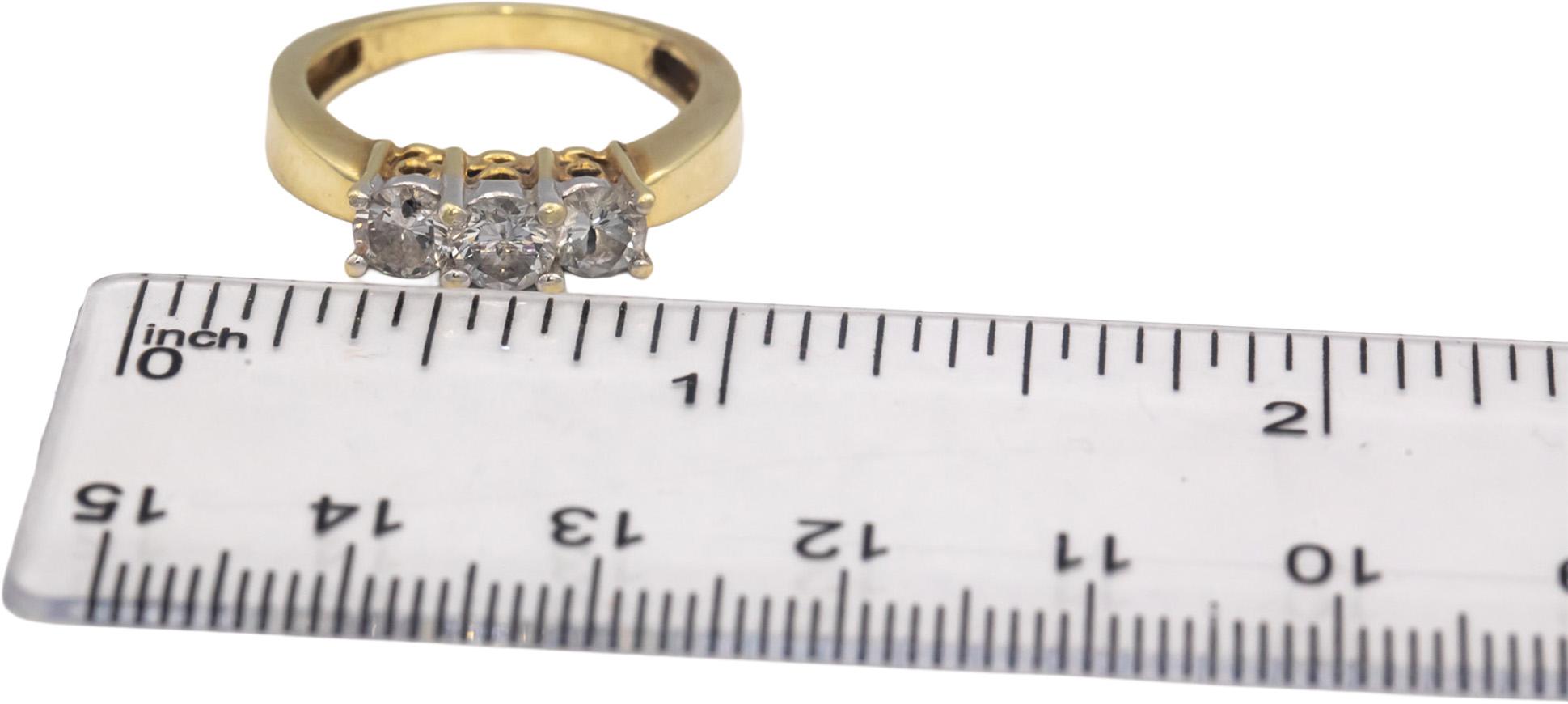 14k Yellow Gold Jewelry Round Diamond Three-Stone Ring 1.0CT Size 7