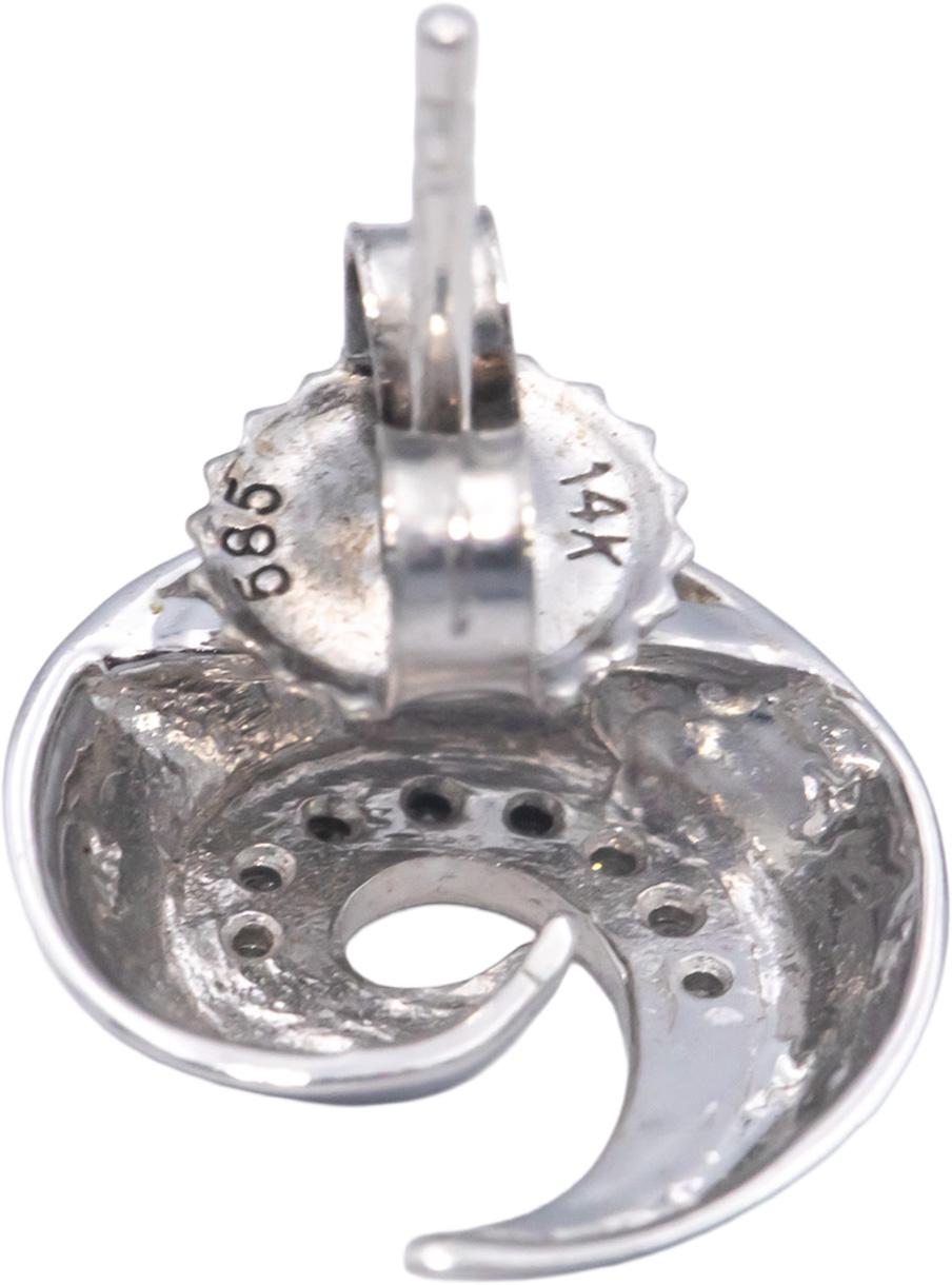 14k White Gold 0.10CT Round Cut Diamond Spiral Stud Earrings