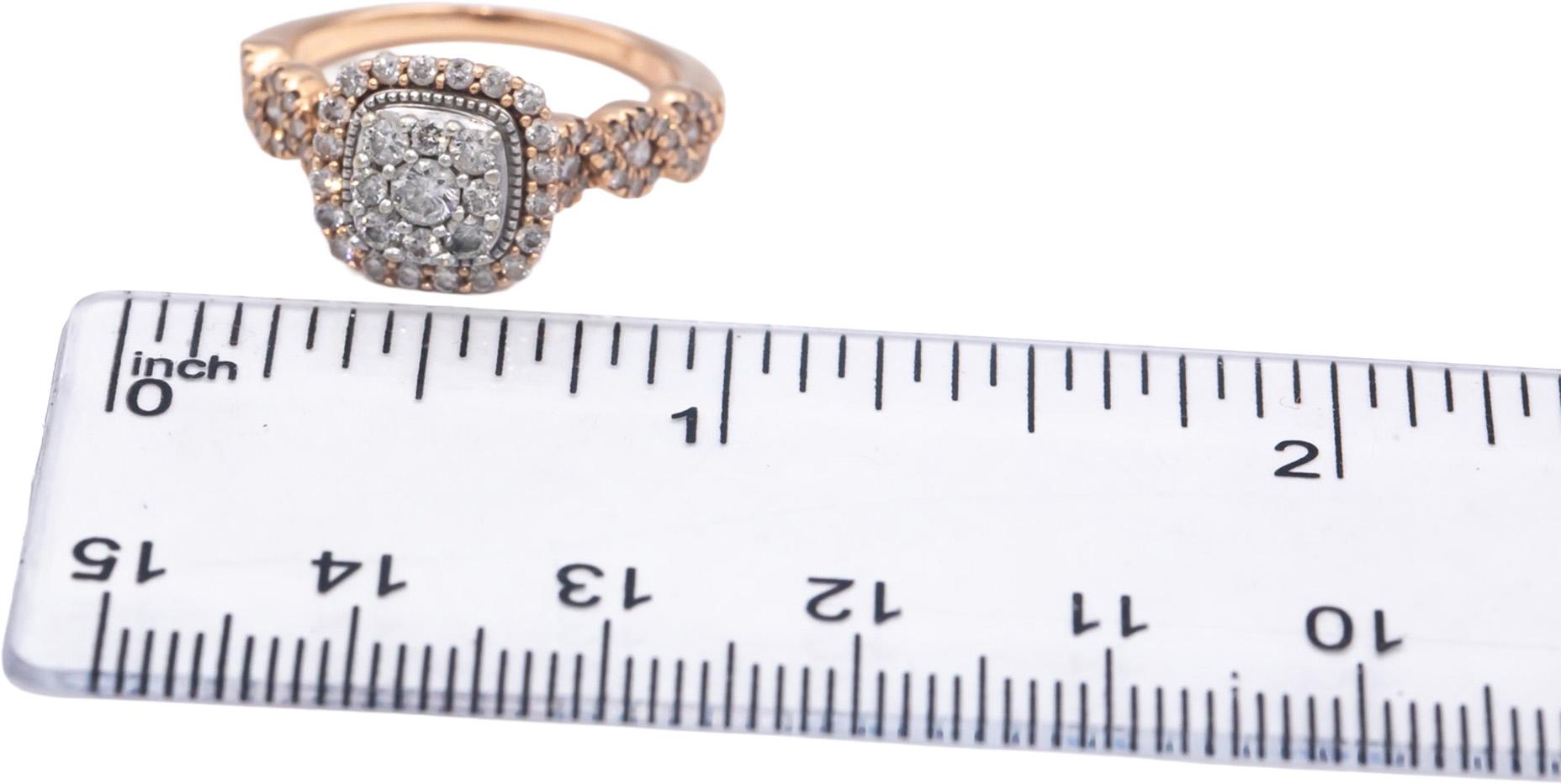 14k Rose Gold 0.50CT Round Cut Diamond Cluster Halo Ring Size 6.75