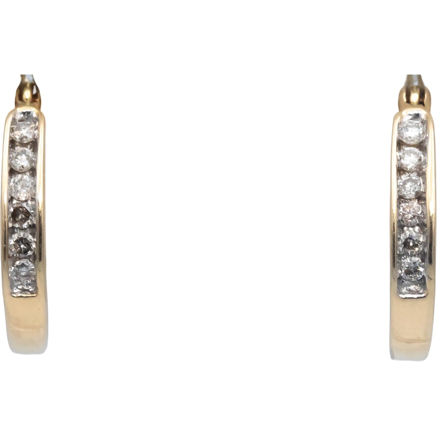 14k Yellow Gold Jewelry Round Channel Set Diamond Hoop Earrings 0.25CT