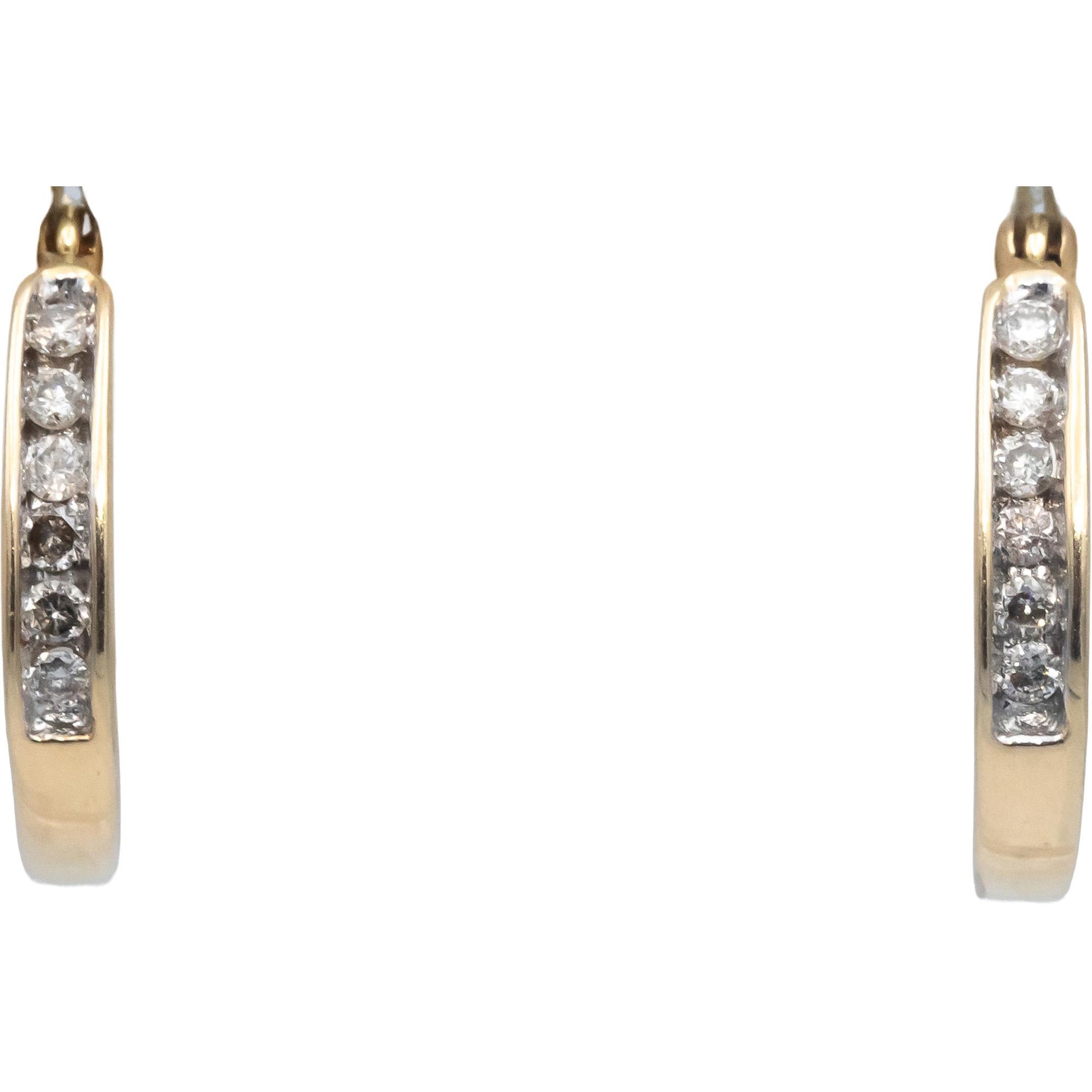 14k Yellow Gold Jewelry Round Channel Set Diamond Hoop Earrings 0.25CT