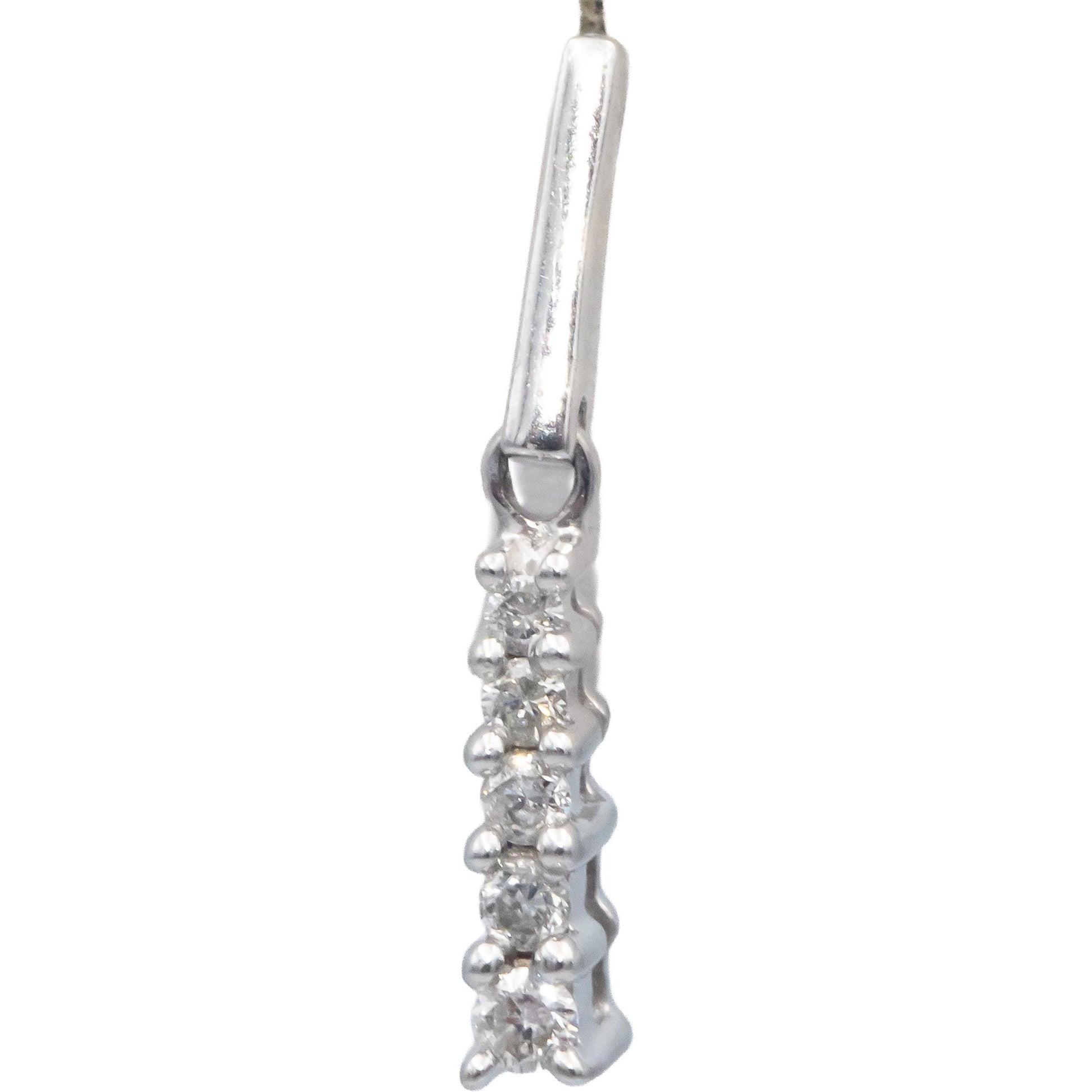 14k White Gold 0.22CT Round Cut Diamond Drop Dangle Stud Earrings
