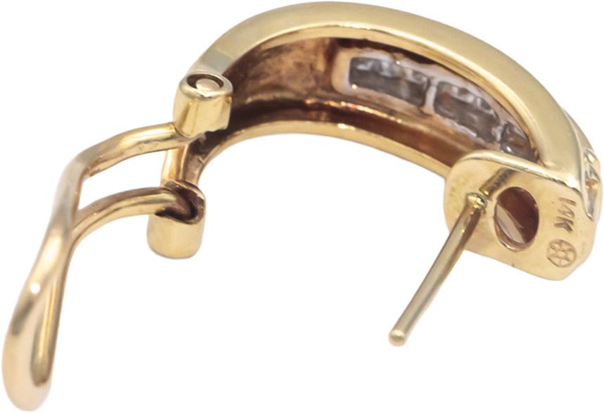 14k Yellow Gold 0.25CT Baguette Cut Diamond Curved Earrings