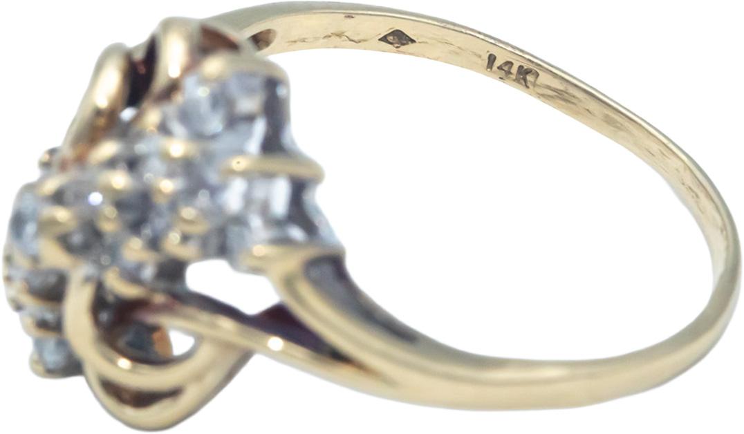 14k Yellow Gold Jewelry 0.45CT Round Cut Diamond Cluster Ring Size 8.5
