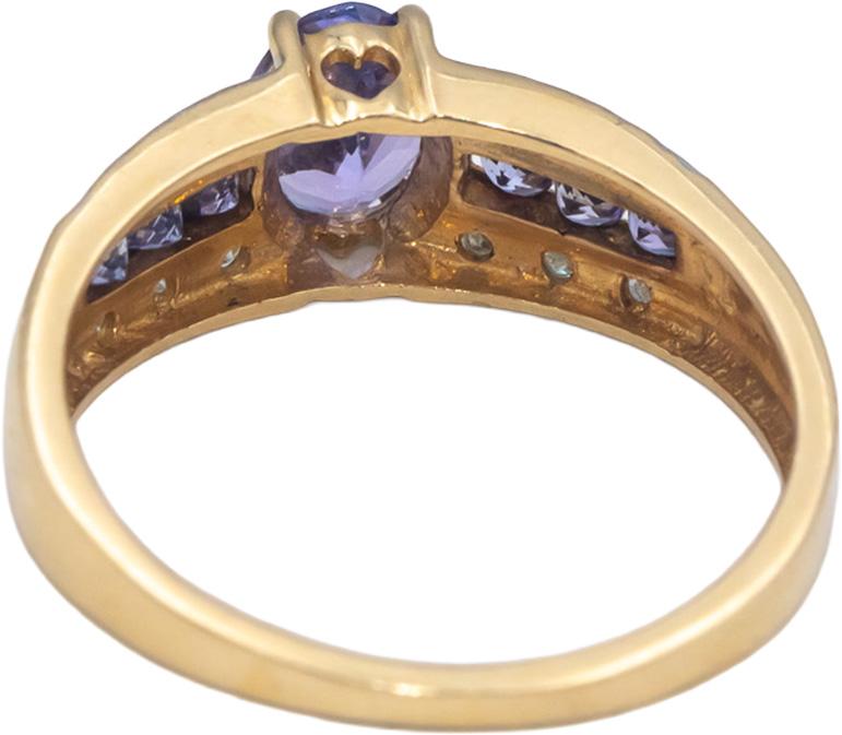 14k Yellow Gold 0.50CT Tanzanite Ring w/ Diamond Accents Size 7.25