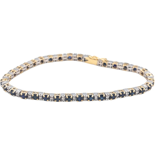 14k White & Yellow Gold 4.0CT Diamond and Sapphire Line Bracelet