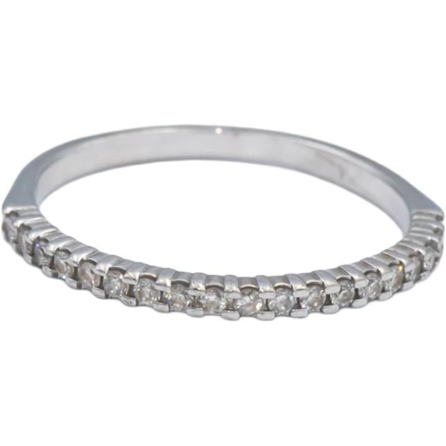 10k White Gold 0.20CT Round Cut Diamond Band Ring Size 5.5