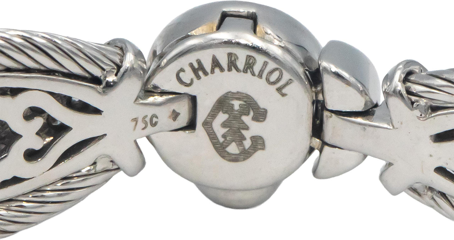 PHILIPPE CHARRIOL 18k White Gold VS Diamond Pave Fancy Link Bracelet 1.10CT