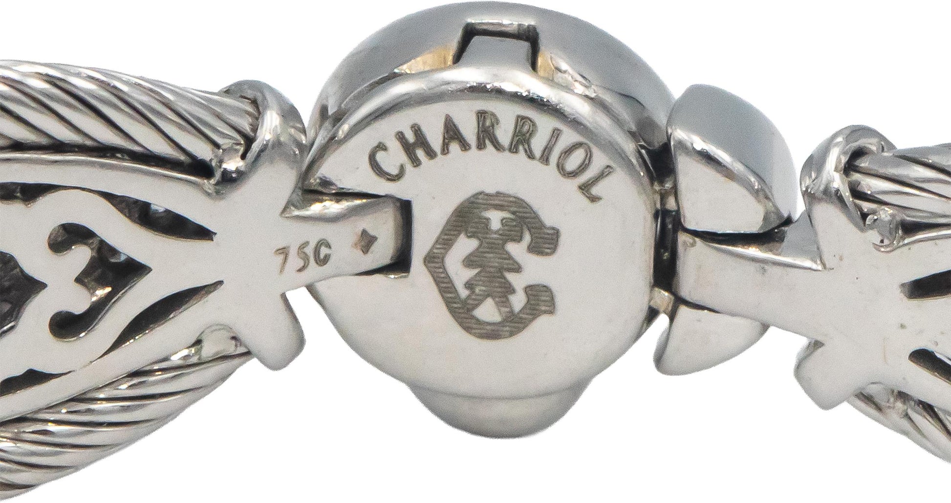PHILIPPE CHARRIOL 18k White Gold VS Diamond Pave Fancy Link Bracelet 1.10CT