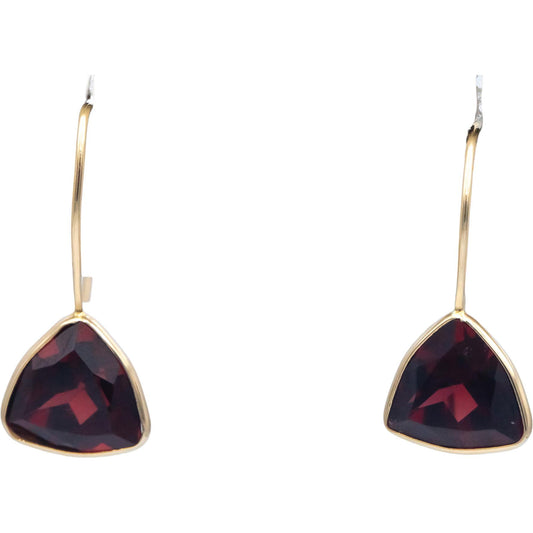 14k Yellow Gold Jewelry 3.0CT Trillion Cut Garnet Dangle Earrings