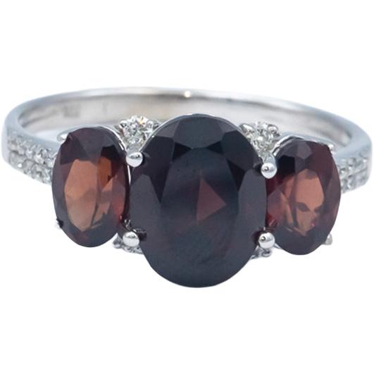 14k White Gold Jewelry 3.70CT VS Diamond and Garnet Cocktail Ring Size 10