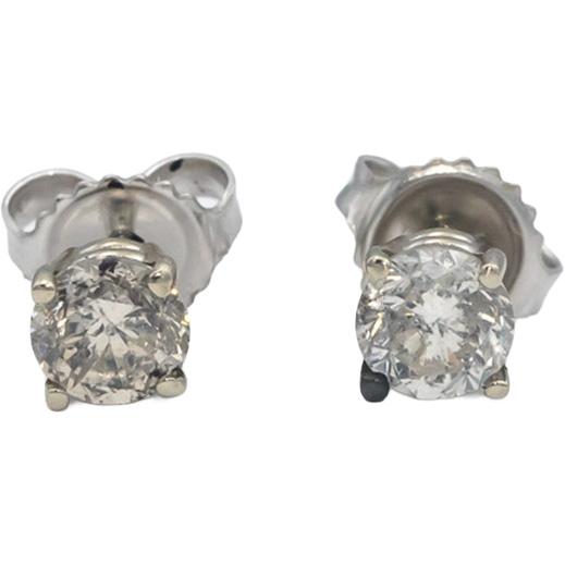 14k White Gold Round Diamond Stud Earrings 1.34CT