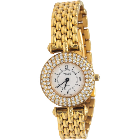 VAN CLEEF & ARPELS 18641-B3 18k Yellow Gold 1.50CT VS Diamond Bezel Quartz Watch