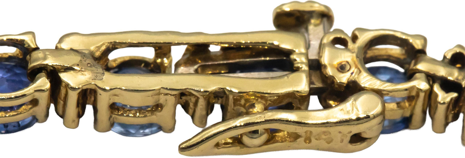 CGL Certified 14k Yellow Gold Diamond & Blue Sapphire Tennis Bracelet 8.90CT