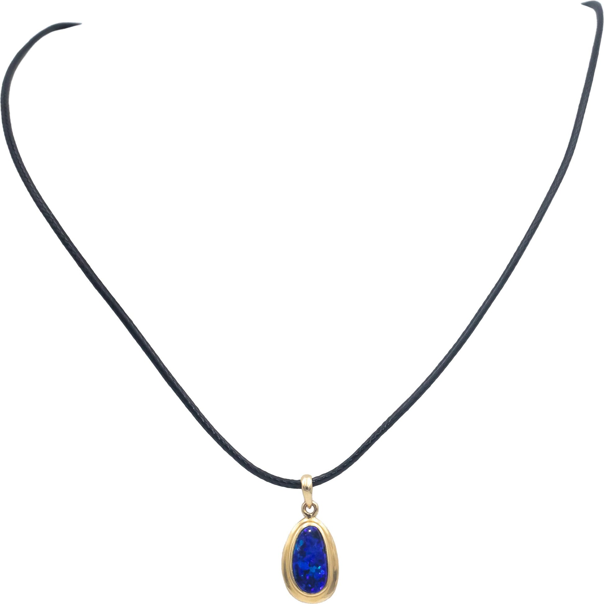 14k Yellow Gold Jewelry 1.50CT Bezel Set Opal Solitaire Pendant Necklace