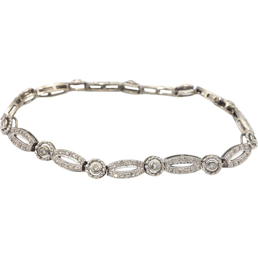 Diamond Round Cut 14k White Gold Jewelry Fancy Link Bracelet 1.0CT