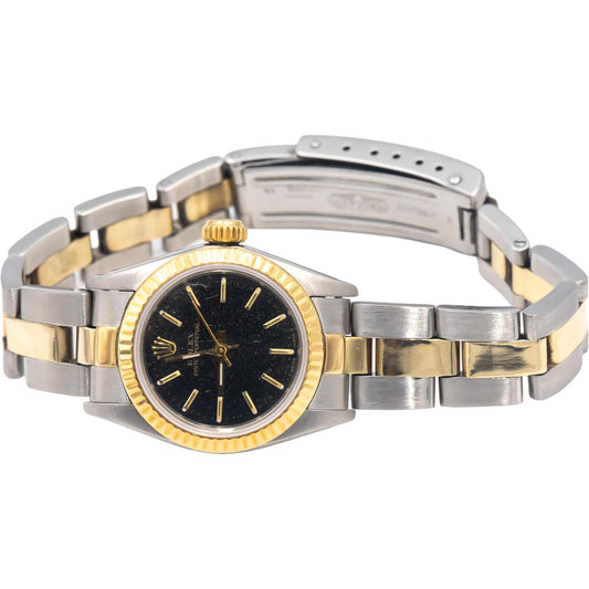 ROLEX Stainless Steel & 18k Gold 67193 Oyster Perpetual Ladies Automatic Watch