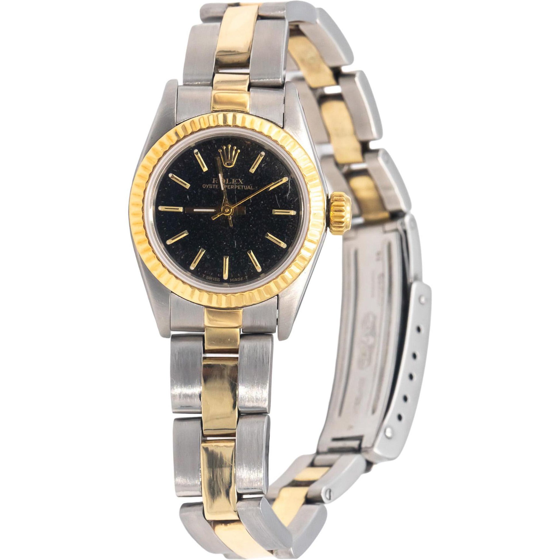 ROLEX Stainless Steel & 14k Gold 67193 Oyster Perpetual Ladies Automatic Watch