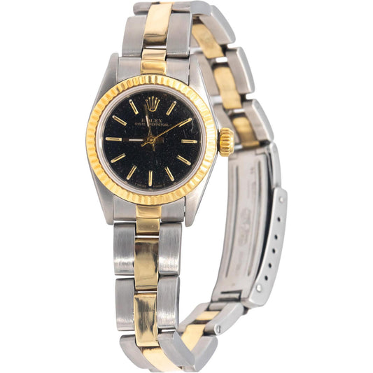 ROLEX Stainless Steel & 18k Gold 67193 Oyster Perpetual Ladies Automatic Watch