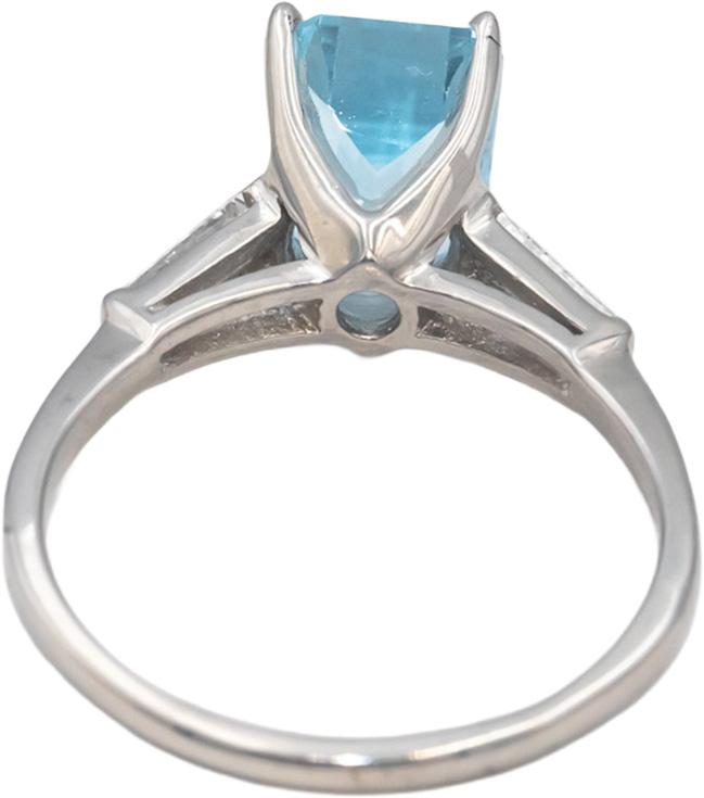 14k White Gold Diamond and Aquamarine Cocktail Ring 2.99CT Size 9