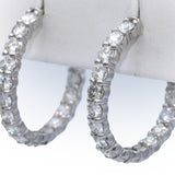 14k White Gold Lab Grown Round Diamond Inside Out Hoop Earrings 9.0CT