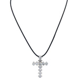 10k White Gold Round Diamond Cross Crucifix Pendant Necklace 6.17CT