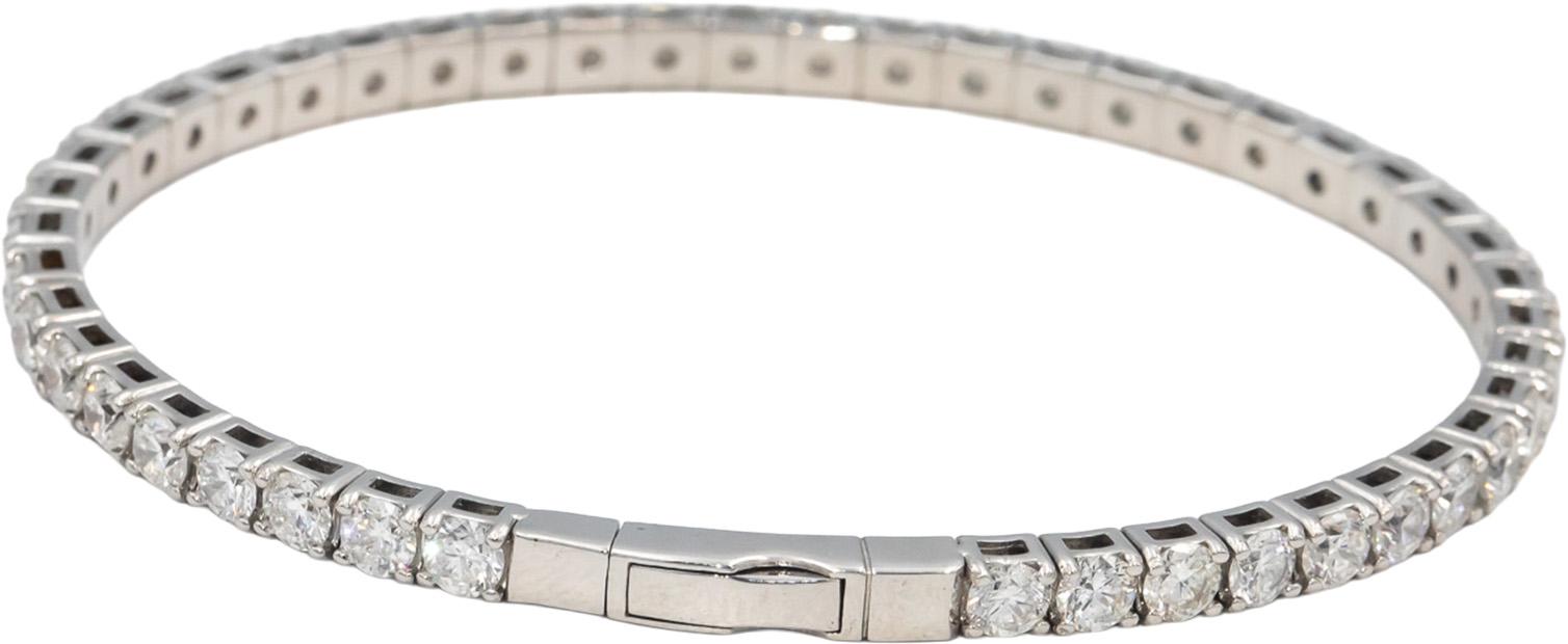 Round Diamond 18k White Gold Flexible Bangle Bracelet 7.90CT