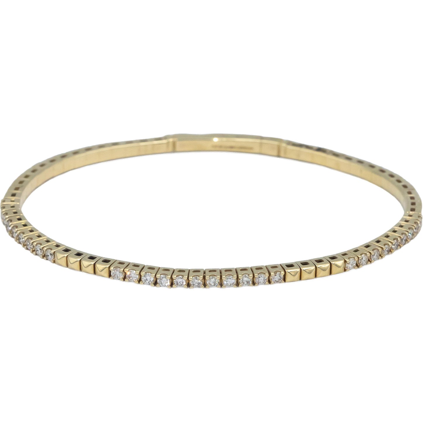 14k Yellow Gold VS Round Diamond Flexible Bangle Bracelet 0.62CT