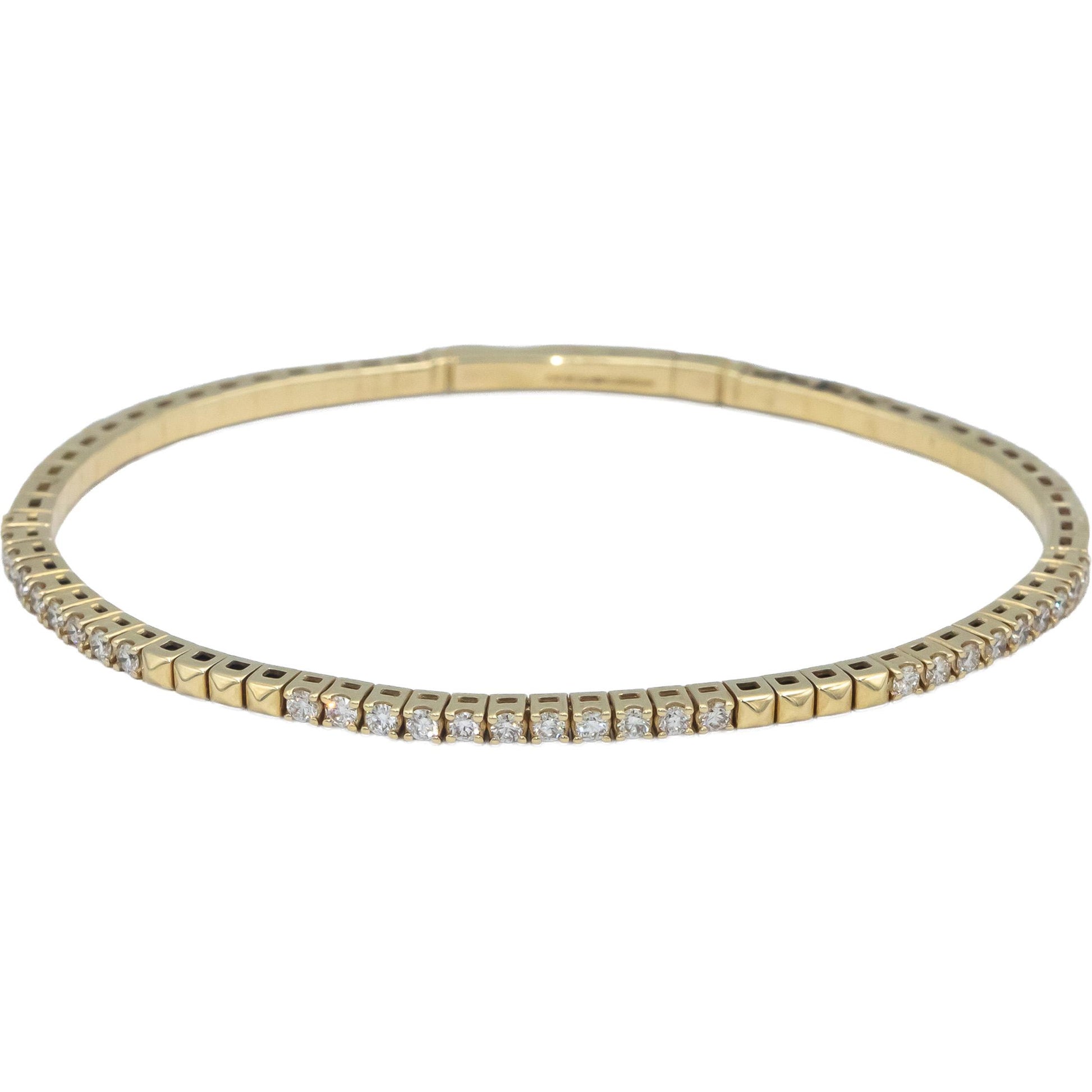14k Yellow Gold VS Round Diamond Flexible Bangle Bracelet 0.62CT