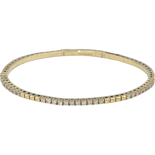 14k Yellow Gold VS Round Diamond Flexible Bangle Bracelet 0.62CT