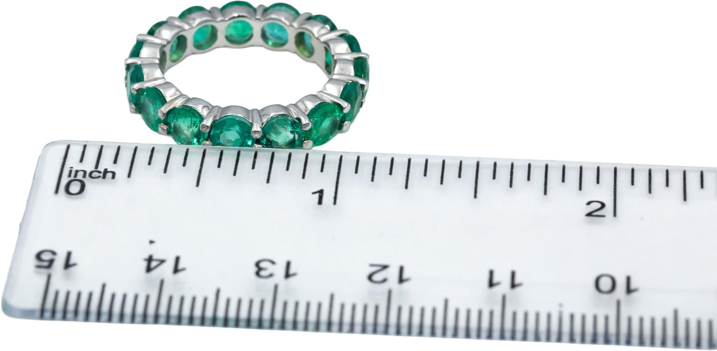 18k White Gold Round Jewelry Emerald Eternity Band Ring 5.10CT Size 6