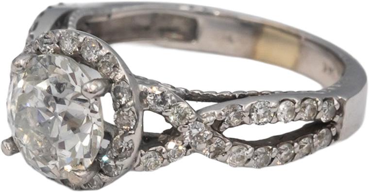 14k White Gold Old European Diamond Engagement Ring 2.68CT w/ 1.93CT Center