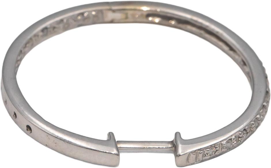 14k White Gold Round Diamond Inside Out Hoop Earrings 0.50CT