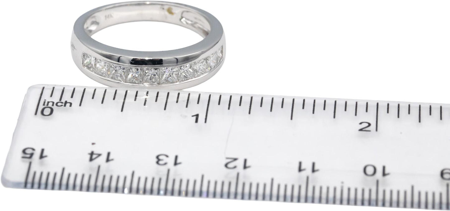 14k White Gold Princess Cut Channel Set VS Diamond Band Ring 1.50CT Size 10