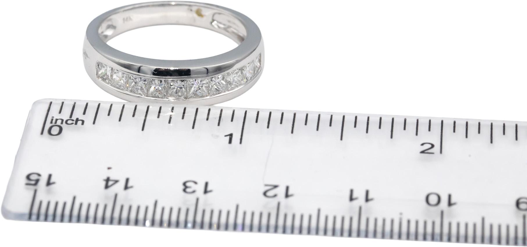 14k White Gold Princess Cut Channel Set VS Diamond Band Ring 1.50CT Size 10