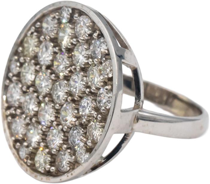 14k White Gold VS Round Diamond Cluster Cocktail Ring 3.65CTW Size 9.25