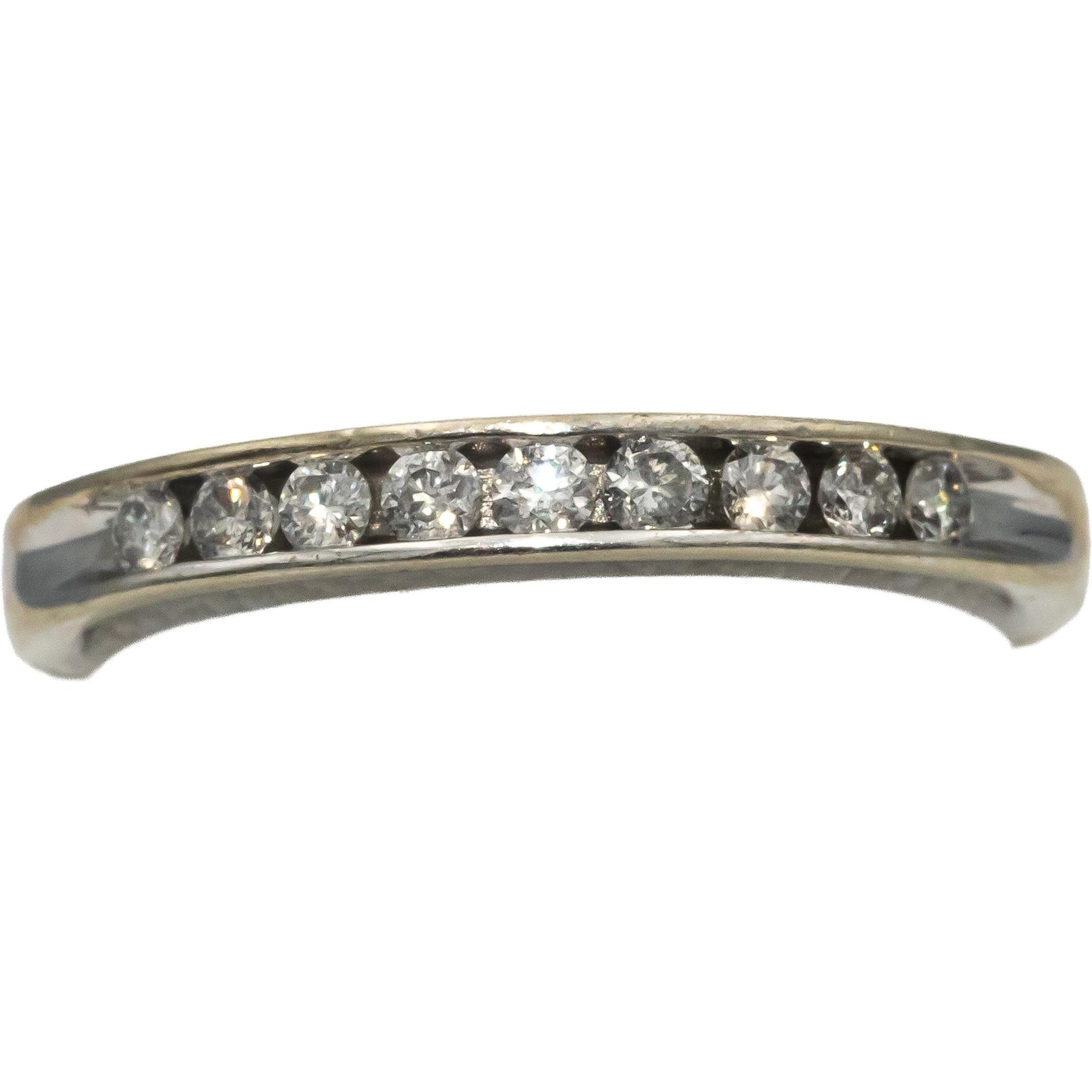 14k White Gold Round Channel Set Diamond Band Ring 0.20CT Size 6