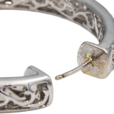 14k White Gold VS Round Diamond Cluster Inside Out Hoop Earrings 8.0CTW