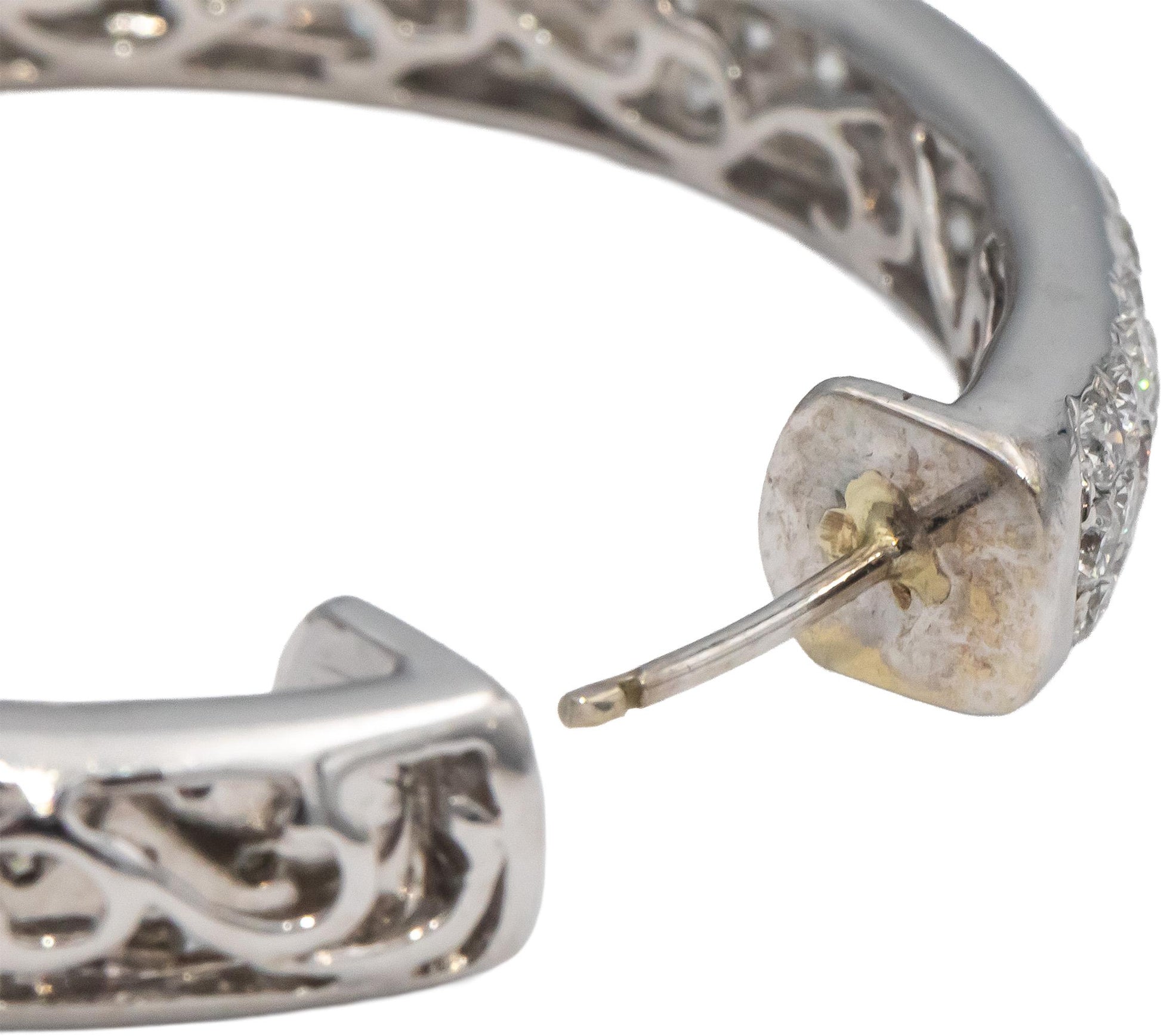 14k White Gold VS Round Diamond Cluster Inside Out Hoop Earrings 8.0CTW