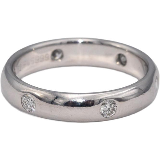 CARTIER 18k White Gold VS Round Diamond Stella Band Ring .25CT Size 6 Euro 52