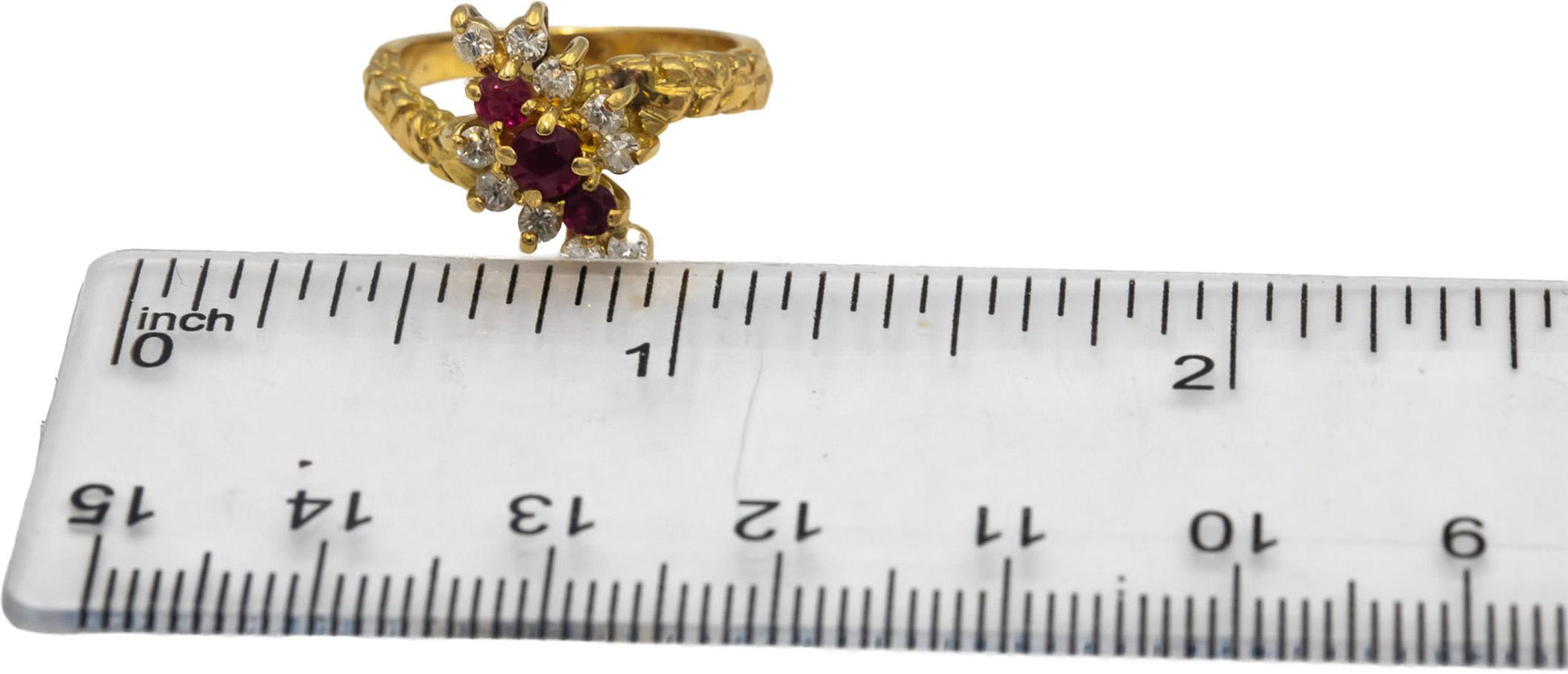18k Yellow Gold Round Ruby and Diamond Cocktail Ring 0.50CT Size 5.5