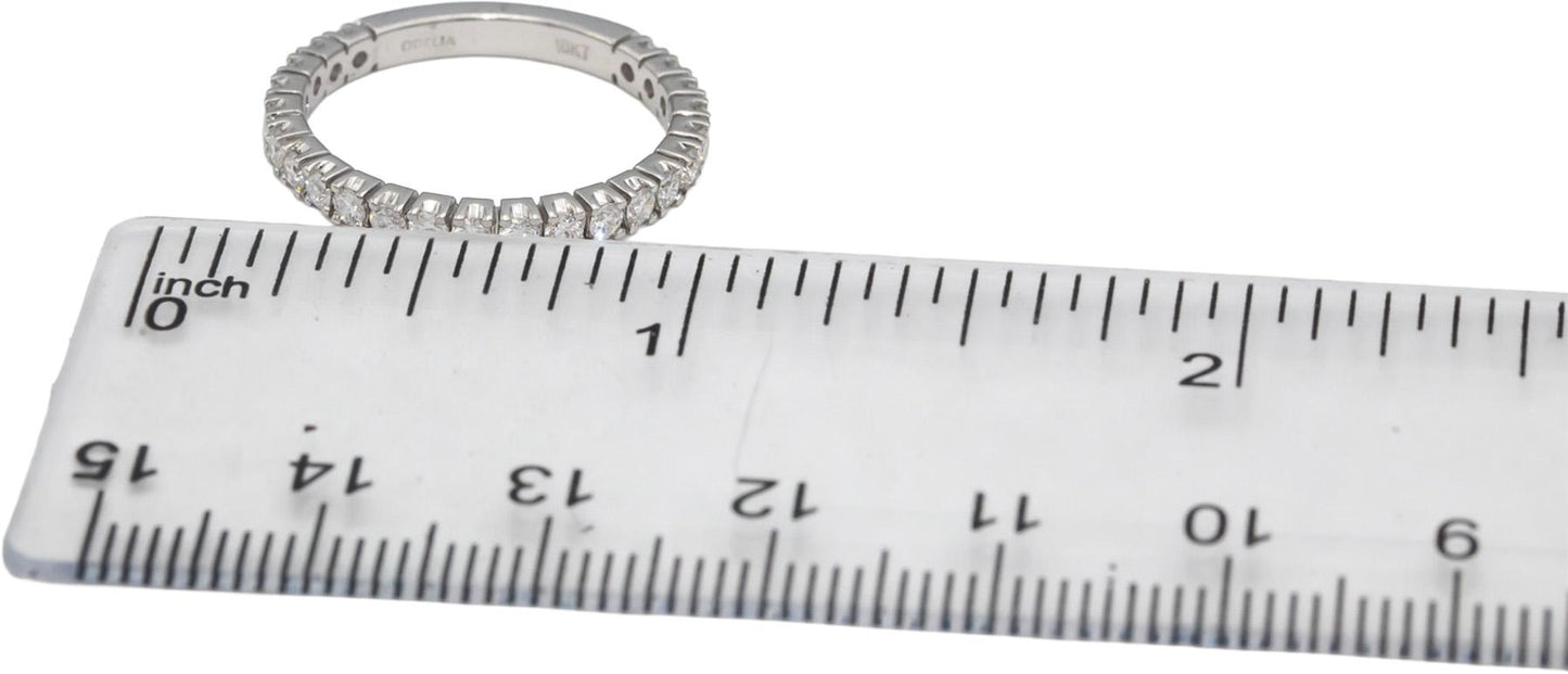 ODELIA 18k White Gold Round Diamond Semi-Eternity Band Ring 0.75CT Size 7