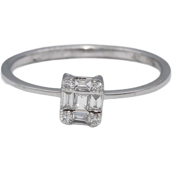 18k White Gold VS Emerald & Round Diamond Band Ring 0.20CT Size 7