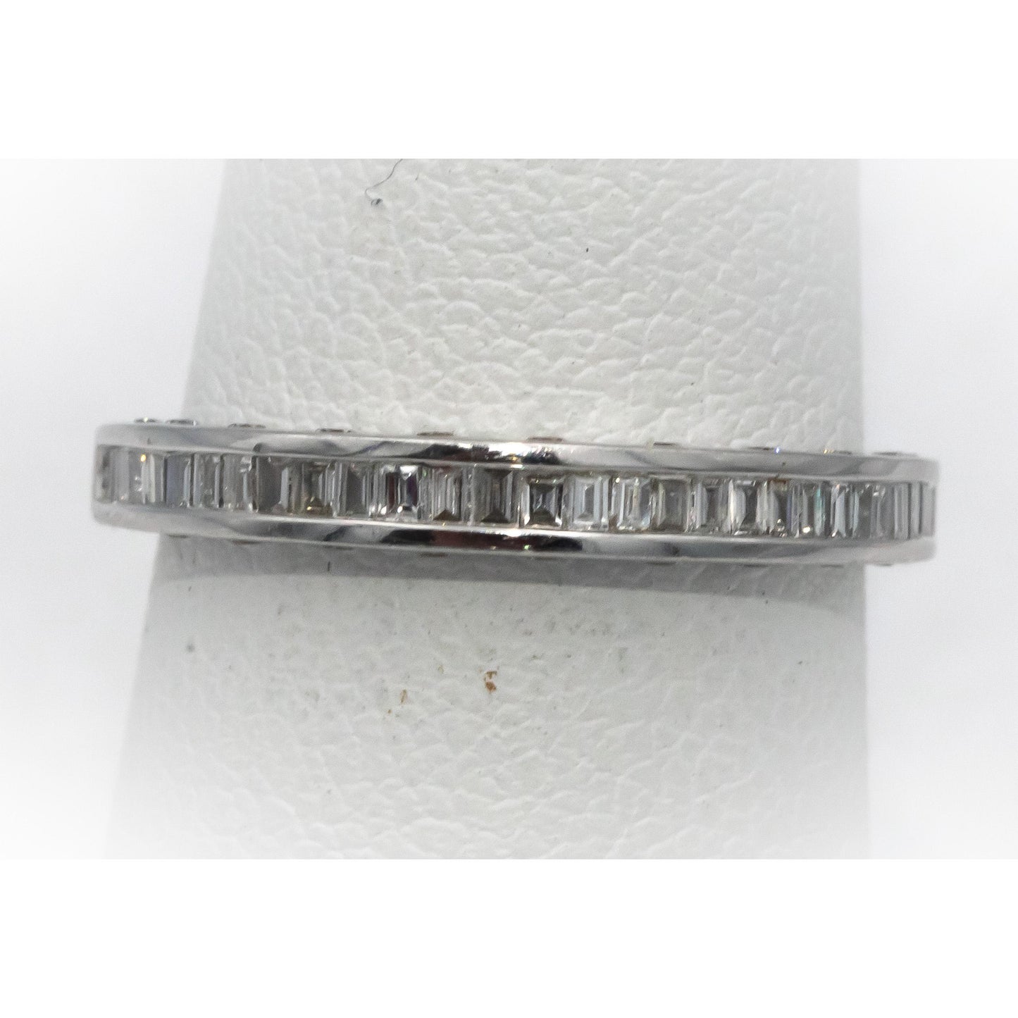18k White Gold VS Round & Baguette Diamond Band Ring 0.50CT Size 6